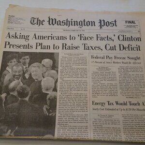 Washington Post - February 18, 1993 - Clinton Raising Taxes - Newspaper